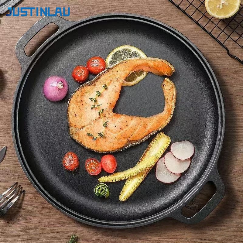 Mini Pancake Griddle - JUSTINLAU Patelnia z dwoma uchwytami, żeliwna,